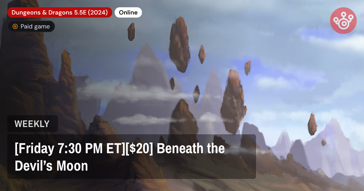 [Friday 7:30 PM ET][$20] Beneath the Devil’s Moon